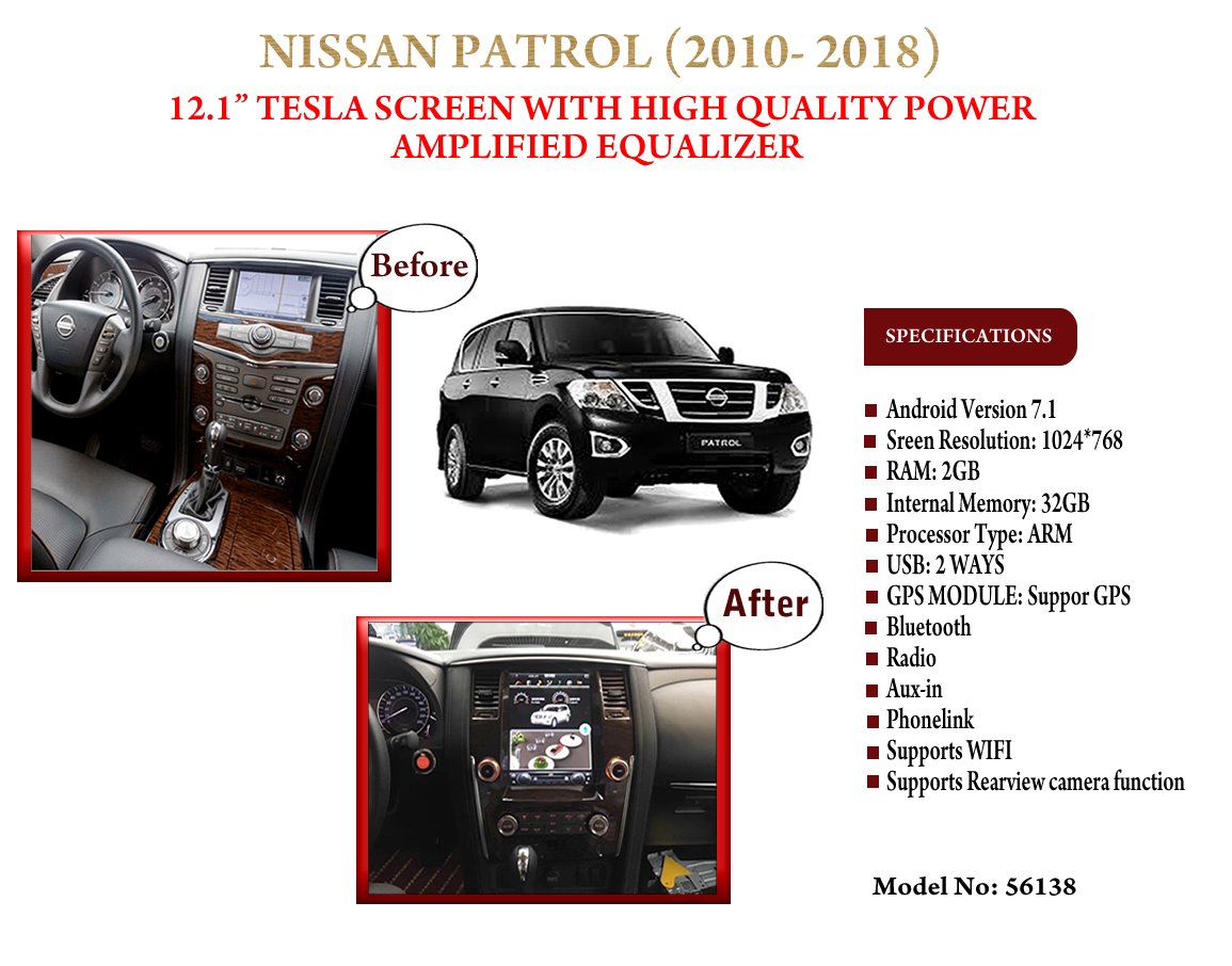 56138 - 12.1" TESLA AVN FOR NISSAN PATROL (SE/LE FULL OPTION)2012-2017