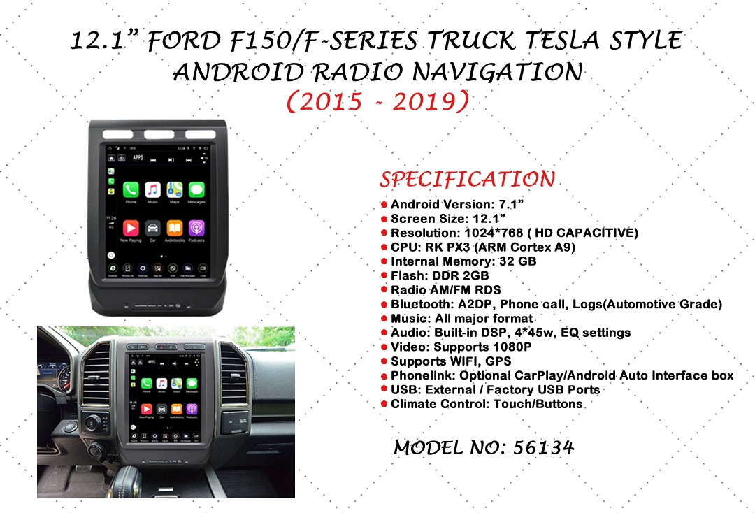 56134 12.1" AND NAVIGATION FOR FORD150 2015-2019